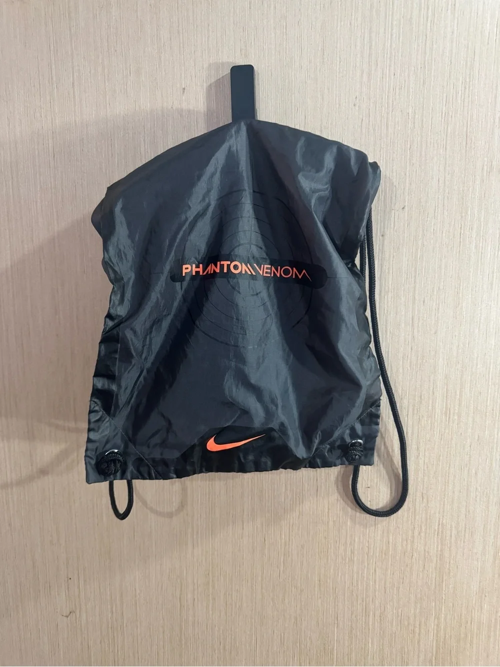 Nike Phantom Venom Black with Orange Logo Drawstring Backpack